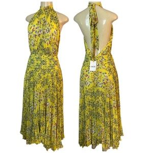 AMUR floral halter pleated dress